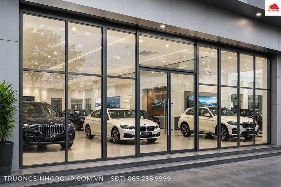 Cửa nhôm kính showroom